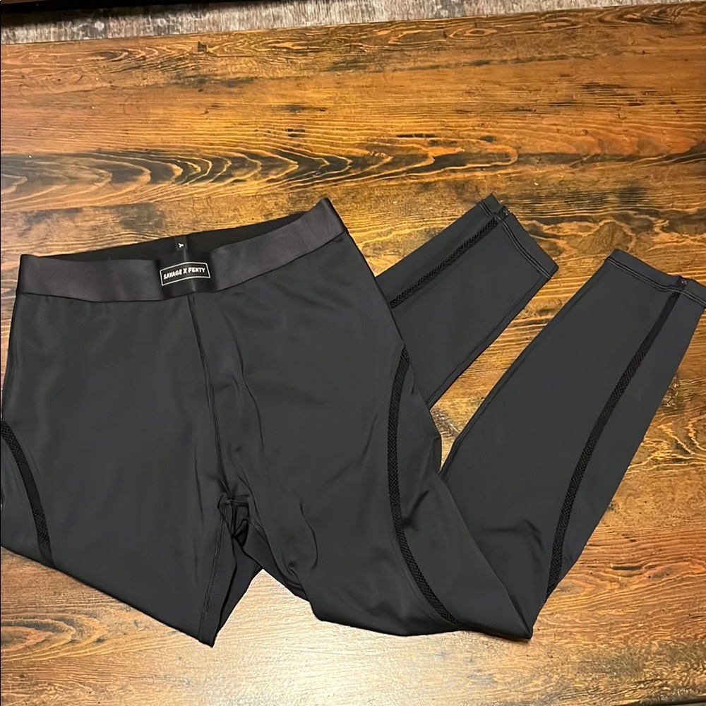 Savage x Fenty Black leggings with mesh detail